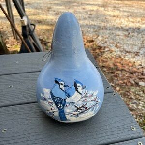 Hand-Painted Blue Jay Gourd Decor
